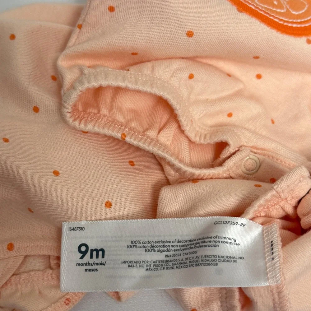 Carters Old Navy Baby Girl Romper Bodysuit Lot 9M 6-12M Pink Orange Leopard